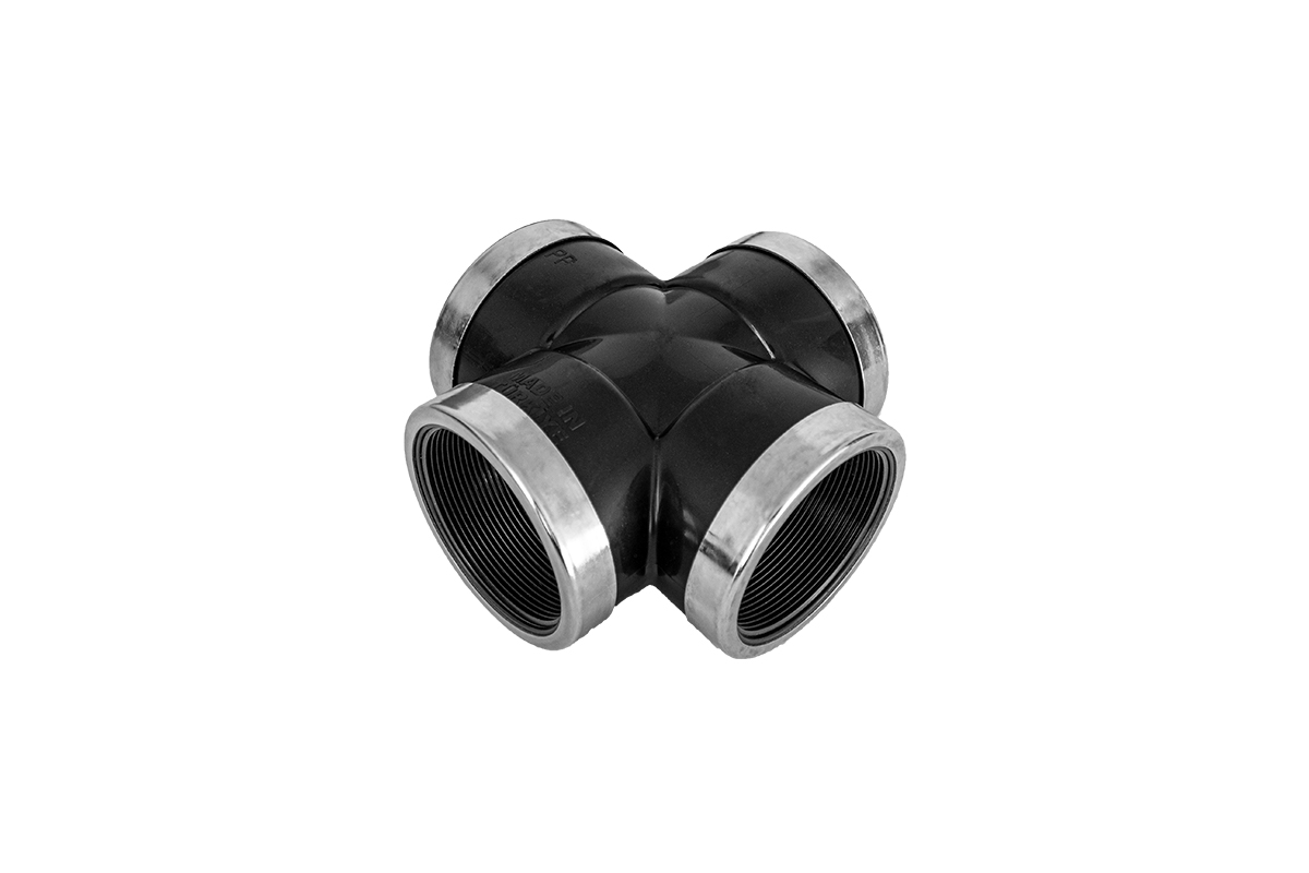 Reinforced Ring Plastic Female Threaded Cross Tee